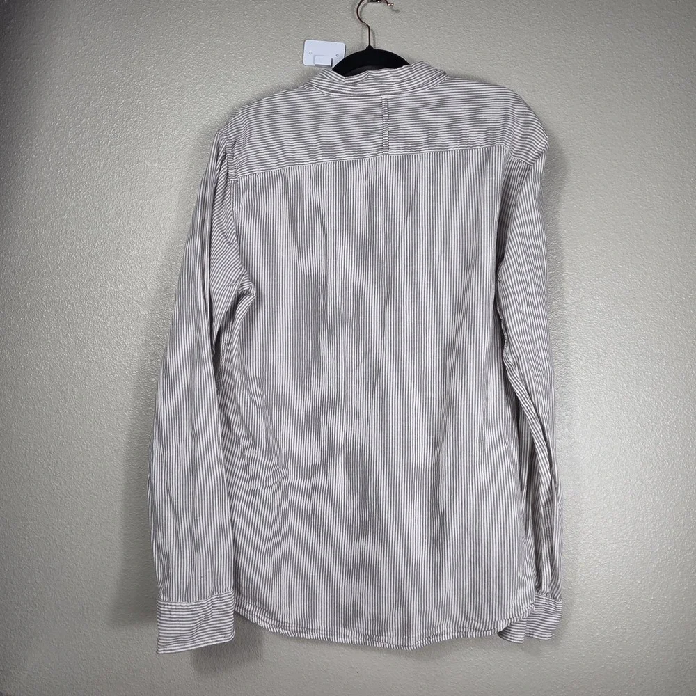Banana Republic Linen Cotton Shirt Mens Large Tall Brown White Stripe Button...